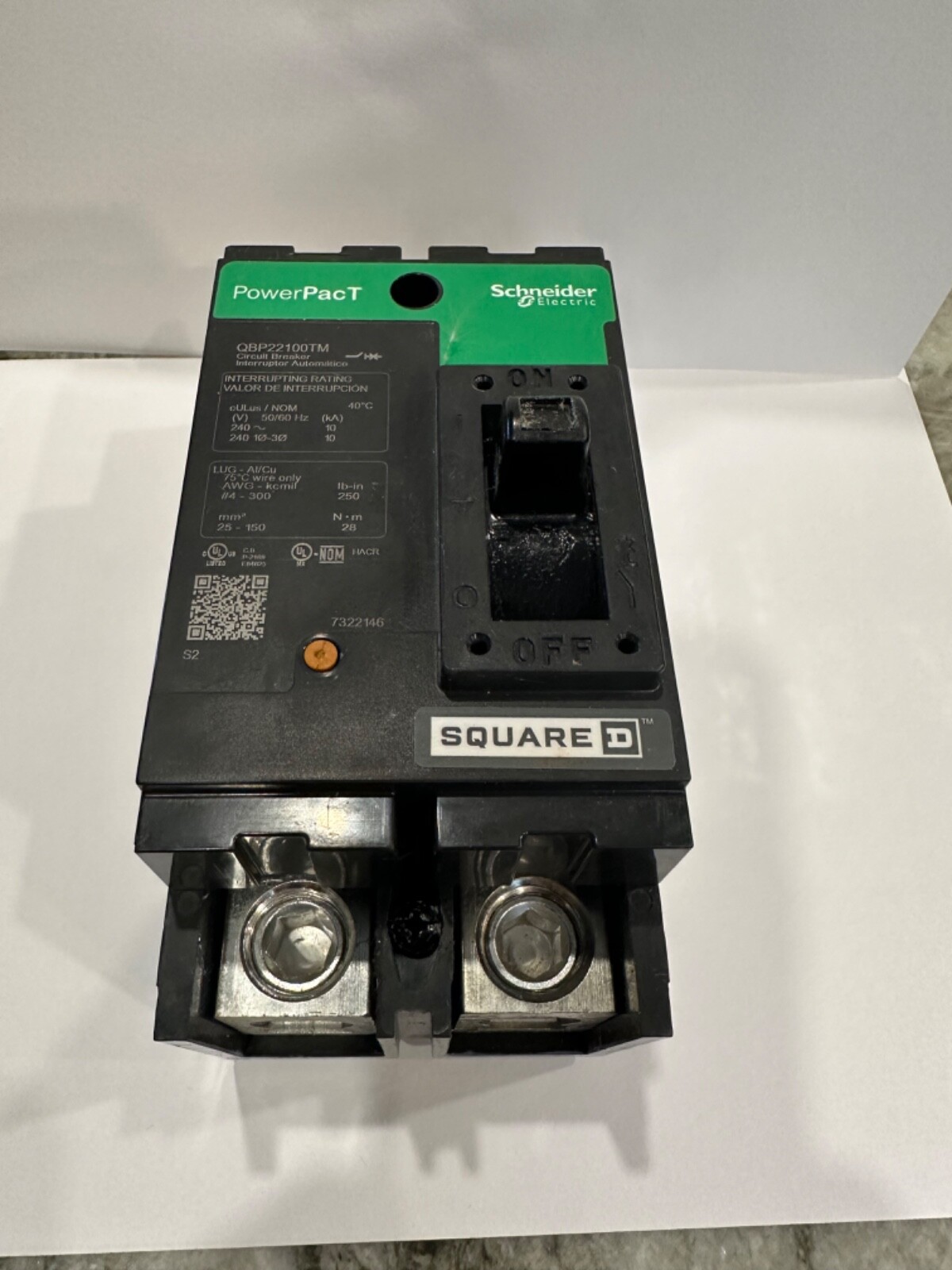 Breaker Schneider Electric -PowerPac T 100A (square D) QBP22100TM -Molded Case