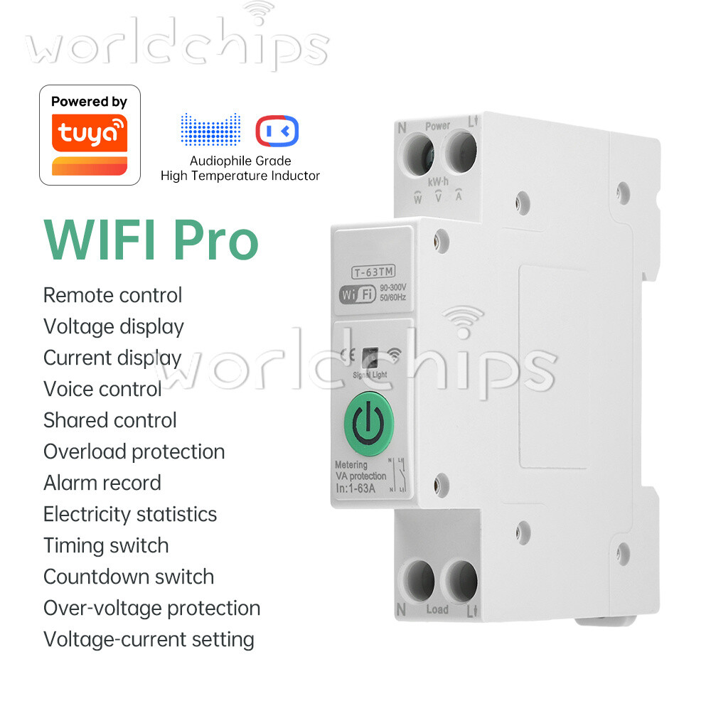 TUYA 63A WiFi Smart Circuit Breaker Over Current Under Voltage Protection Power