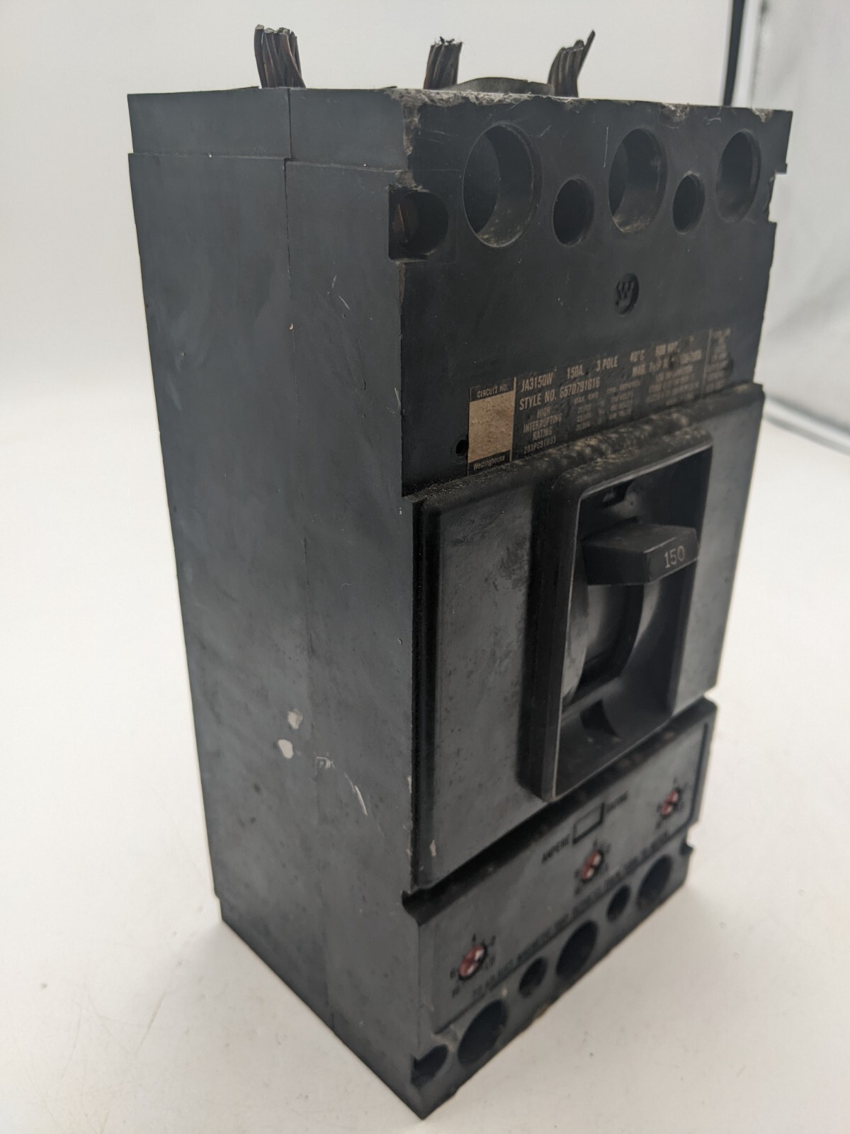 Westinghouse JA3150W Bolt-On Circuit Breaker 150A 600V 3P 3PH JA Used 150 AMP