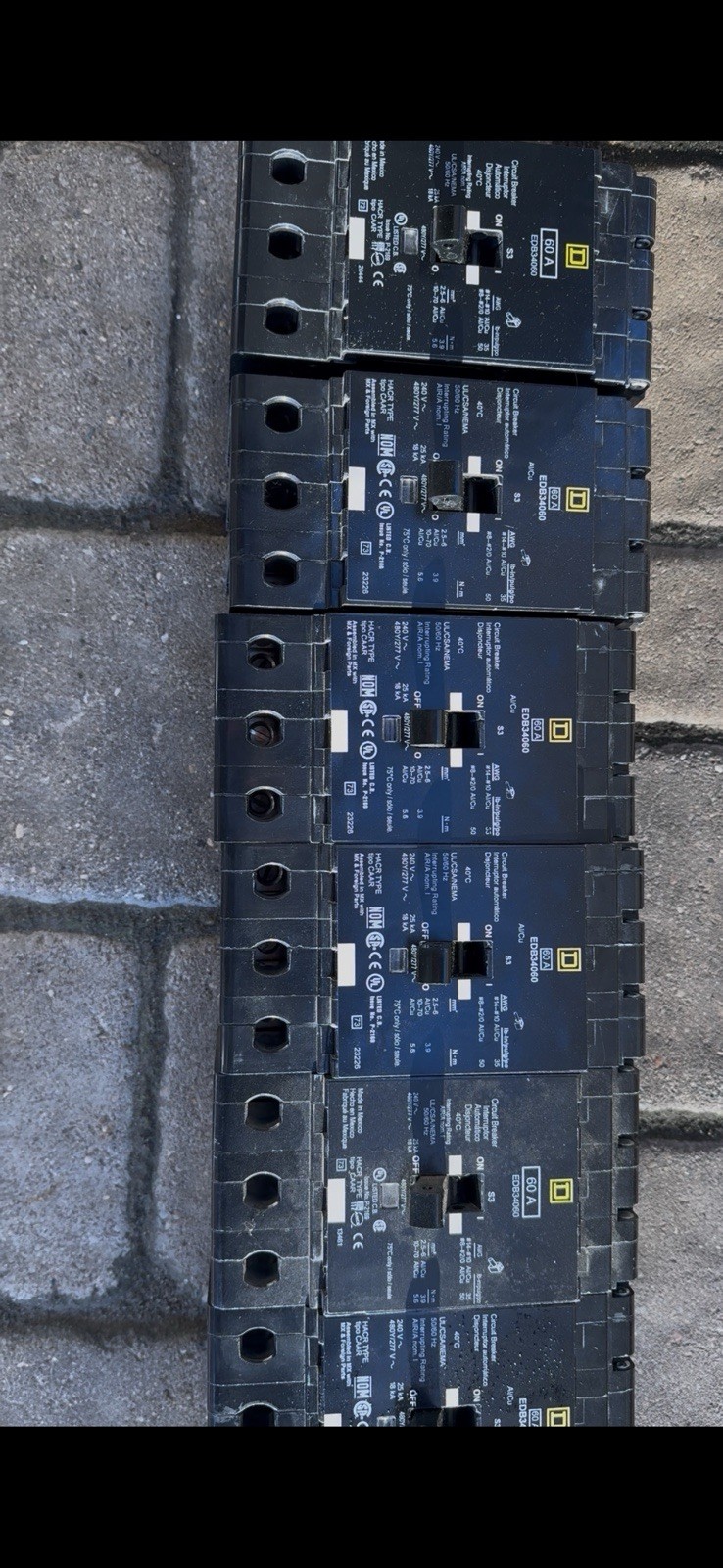 Square D EDB34060 600A 3-Pole Thermal Magnetic Circuit Breaker Lot of 6