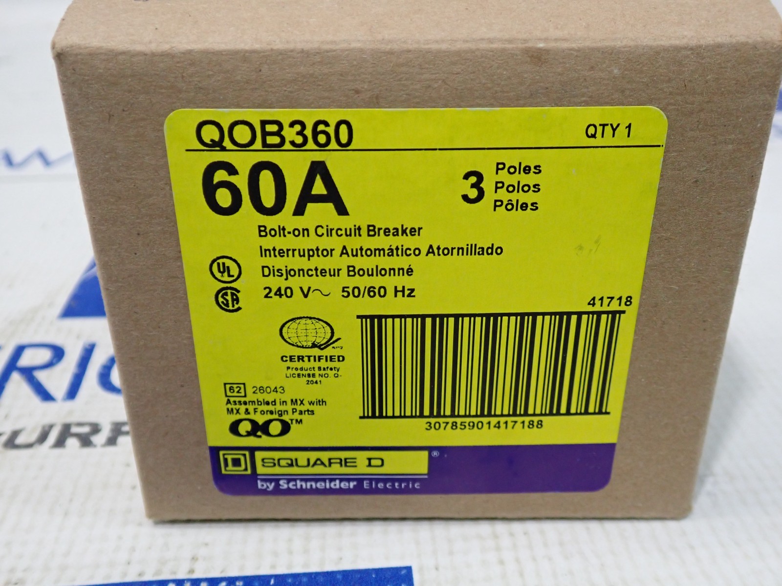 New Square D QOB360 3 Pole 60 Amp 240V Circuit Breaker