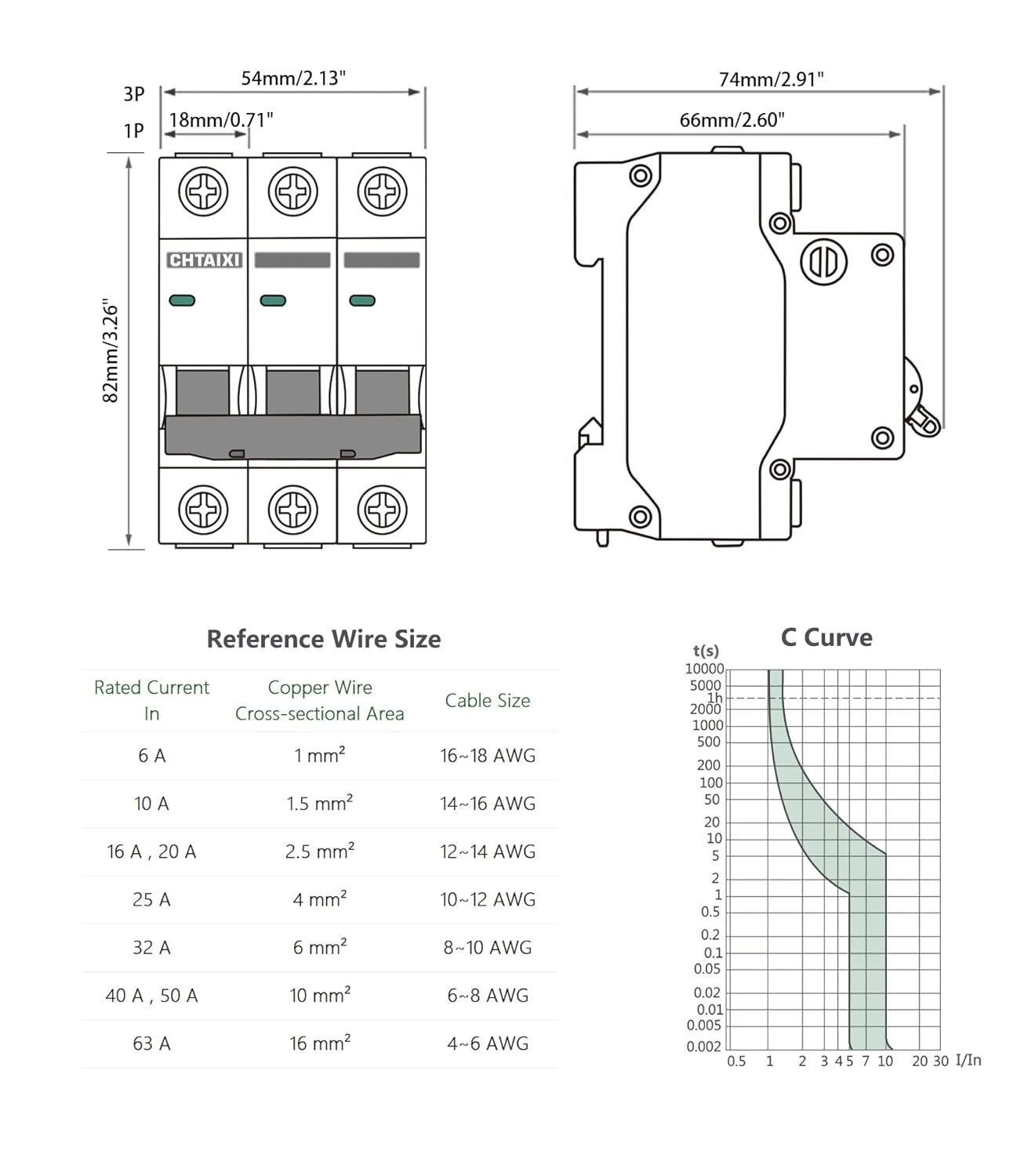 3 Pole DIN Rail Mount Circuit Breaker, 40 Amp 480V AC Miniature Circuit Breaker,