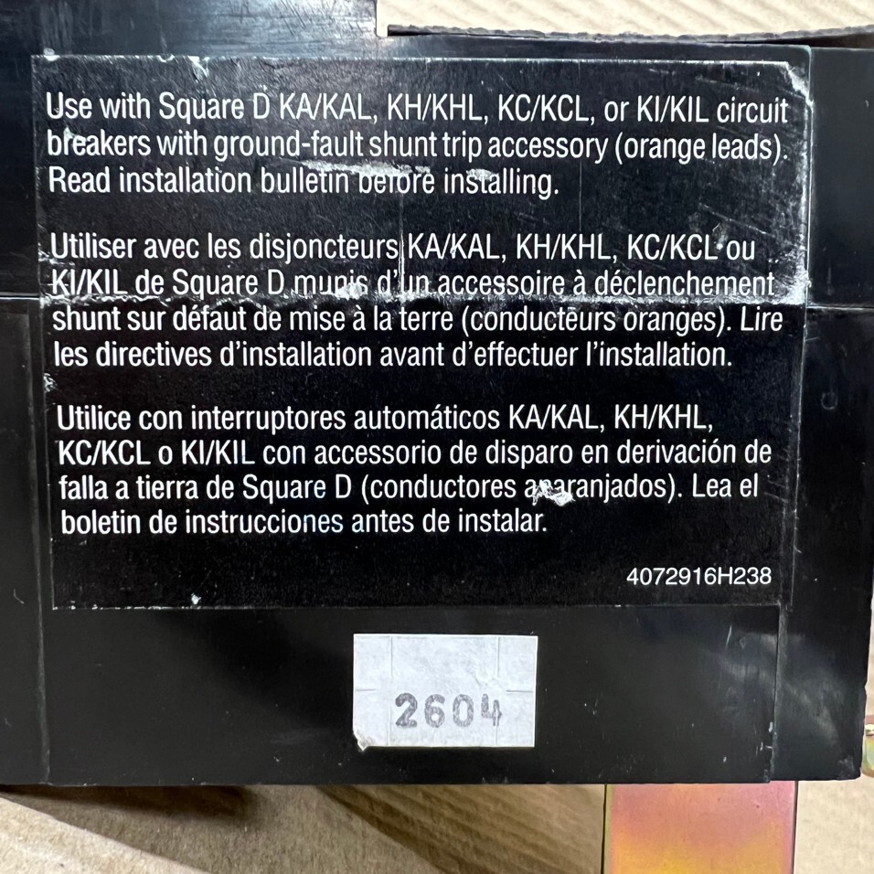 SQUARE D GFM250KA MODULE FOR USE WITH KA KC KH AND KI BREAKERS FLAWED
