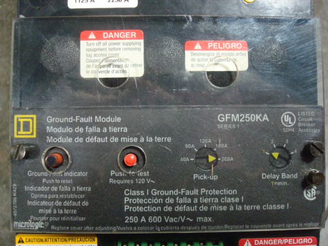 USED Square D KI36225G I-Limiter Circuit Breaker w/ GFM250KA Ground Fault Module