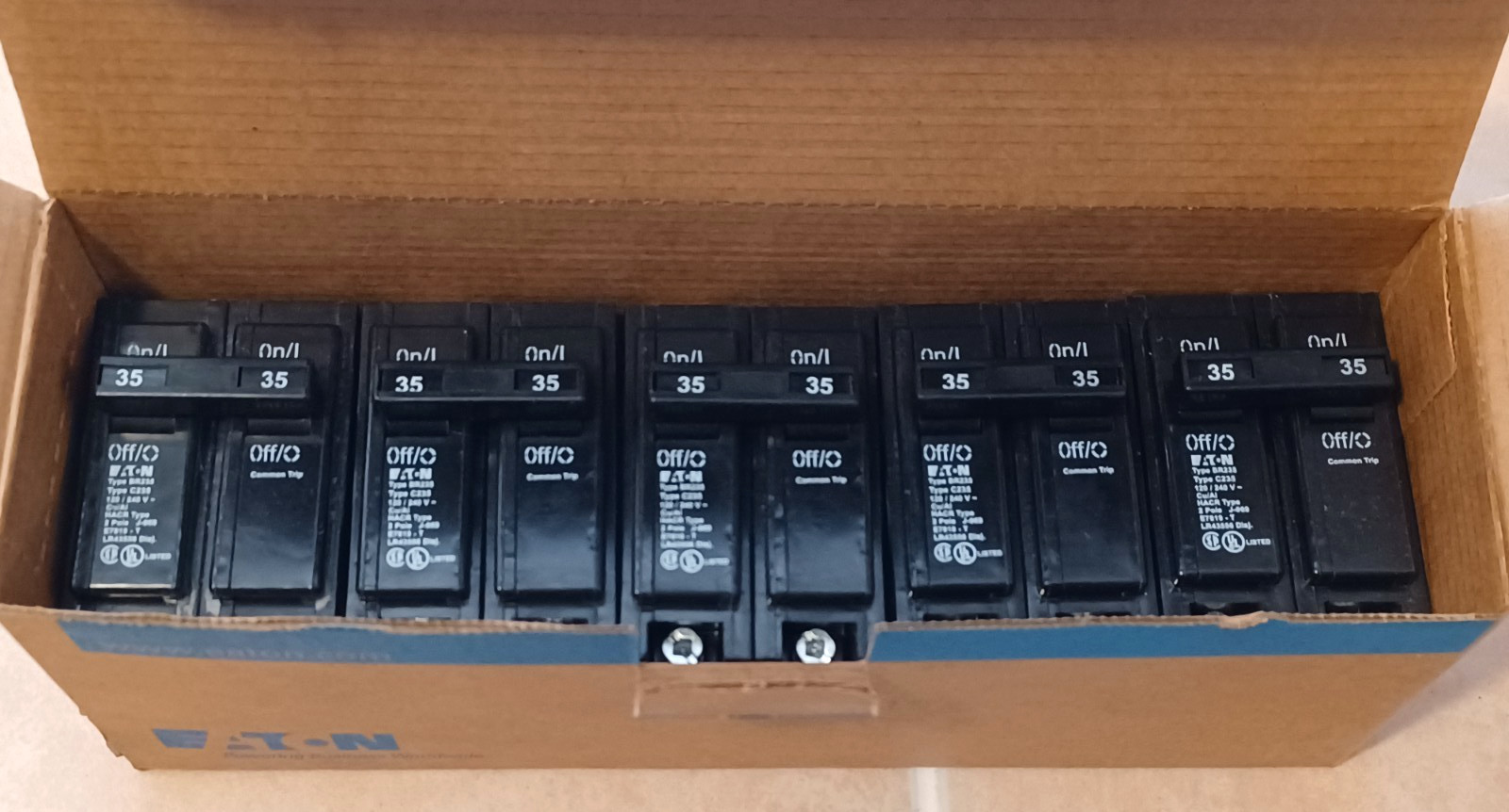 Eaton Cutler-Hammer BR235 35 Amp 120/240VAC BR 2-Pole Circuit Breaker Box of 5