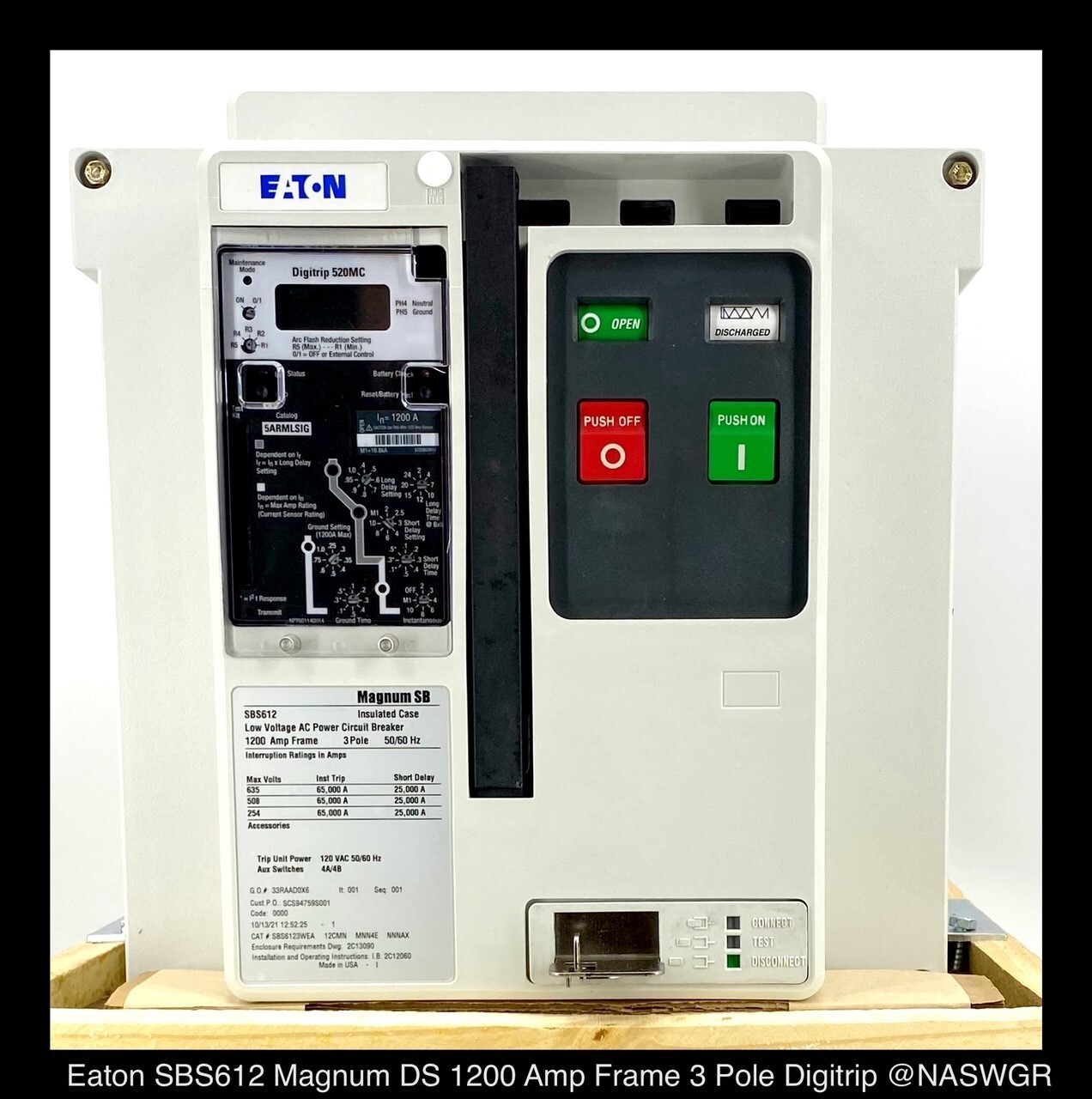 Eaton Magnum SB SBS612 Breaker (M/O,D/O) ~ 1200 Amp – Unused Surplus
