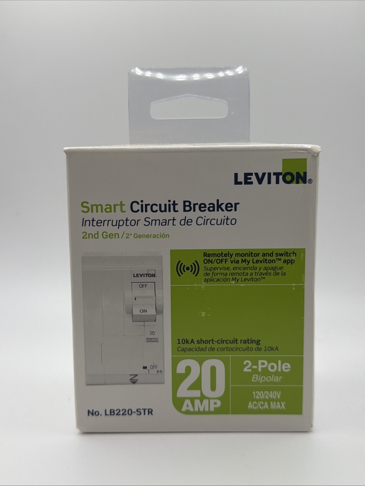2nd Gen 2-pole 20-Amp Smart Circuit Breaker with Remote Control, 120/240-Volt