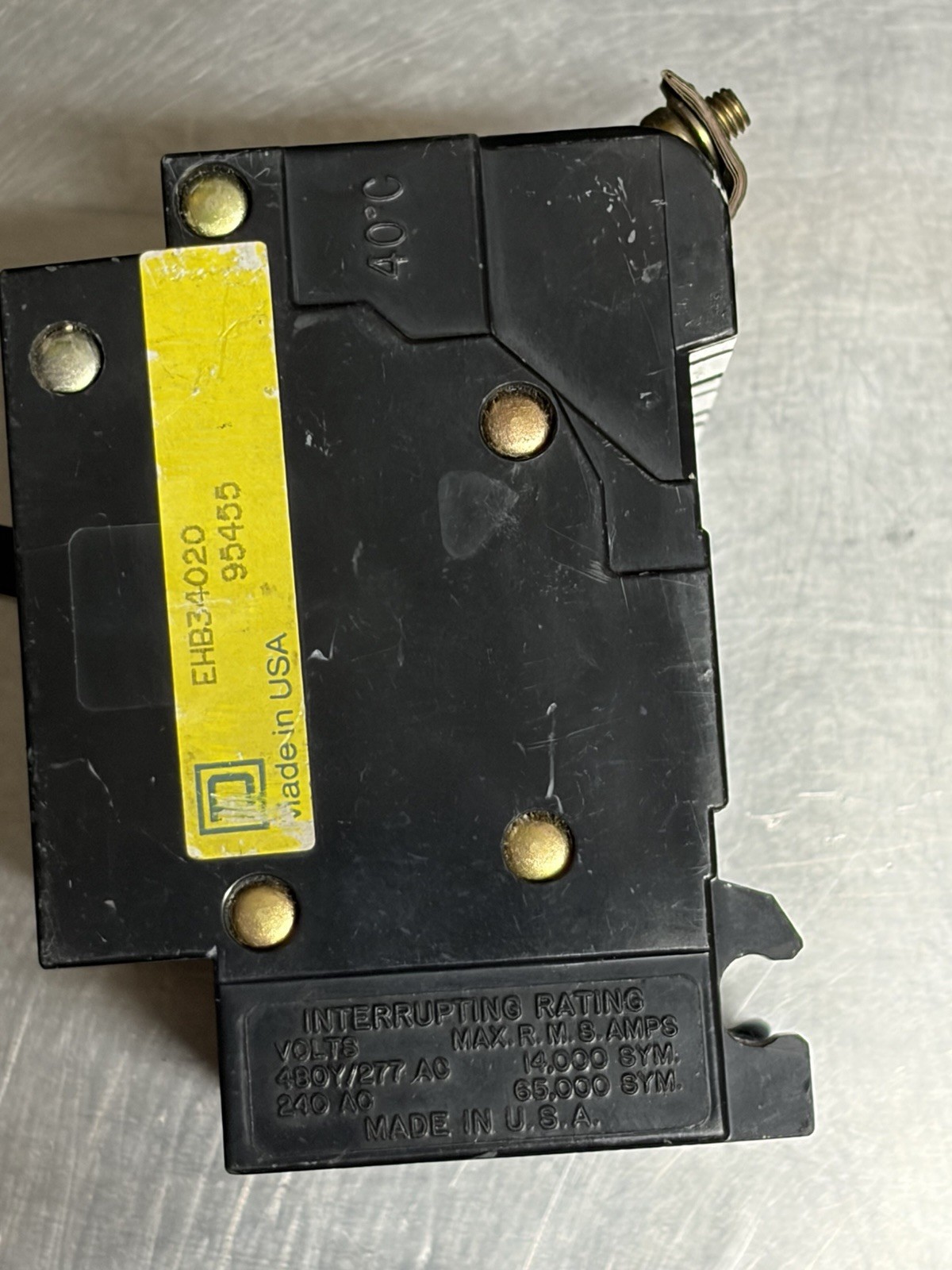 Square D EHB34020 Circuit Breaker, 3 Pole 20 Amp 480y/277v Bolt-On