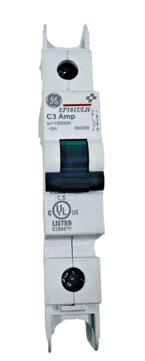 GE EP101ULHC3 / 690268 E256870 3 Amp Miniature Circuit Breaker 1 Pole 120