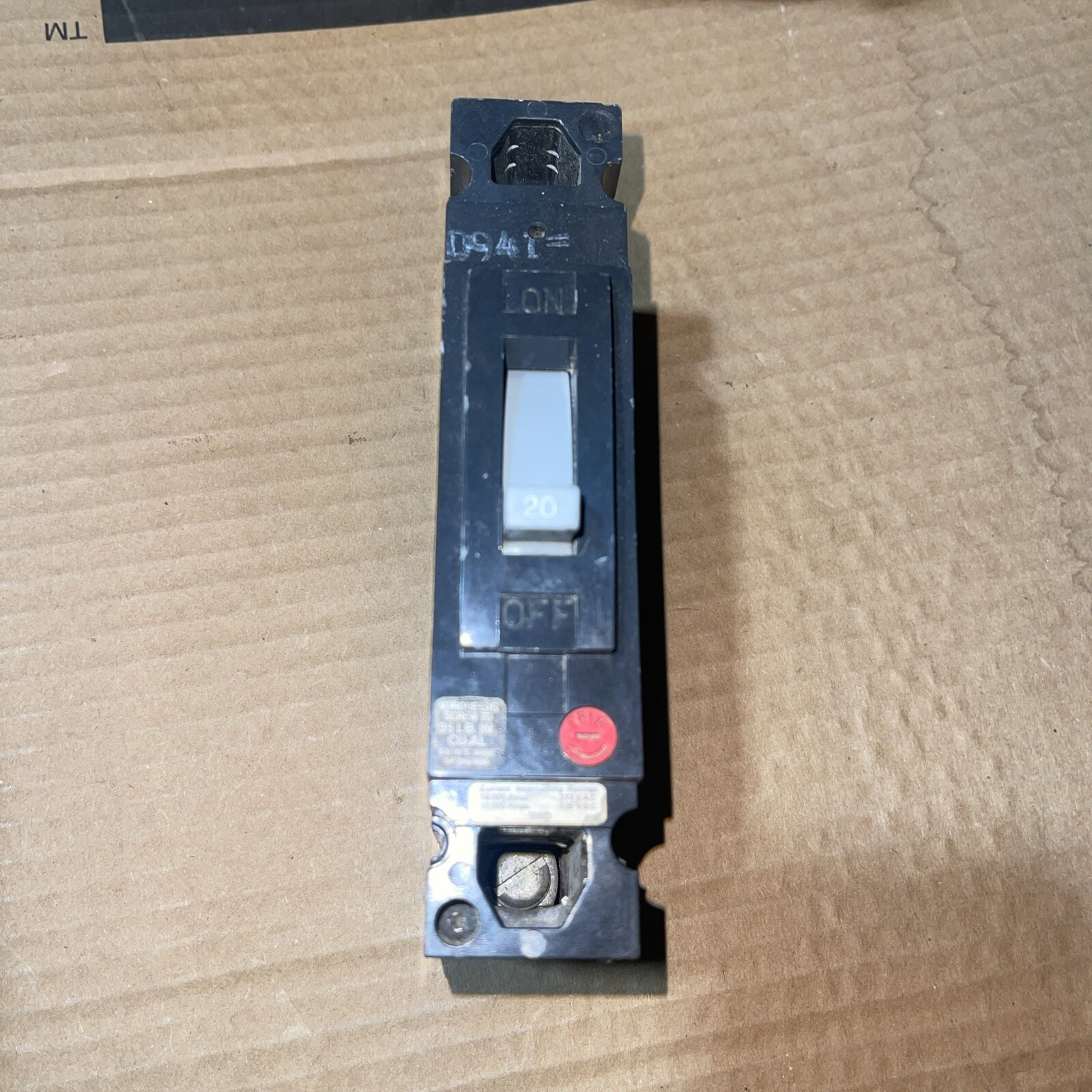 GE TED113020, 20 Amp, 277 Volt, 1 Pole, BLACK, Circuit Breaker