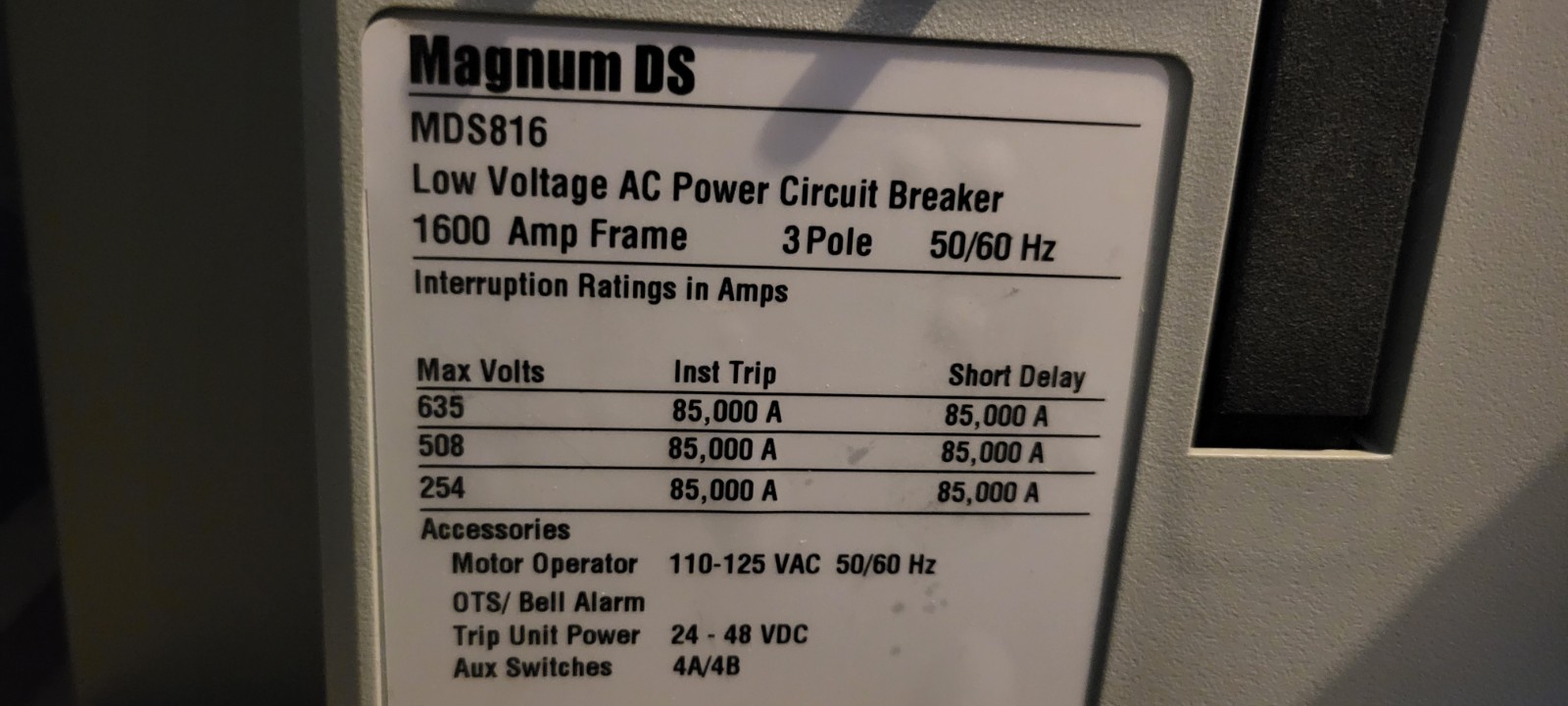 Eaton Magnum DS MDS816 Circuit Breaker 1600 Amp – MDS8163WEA