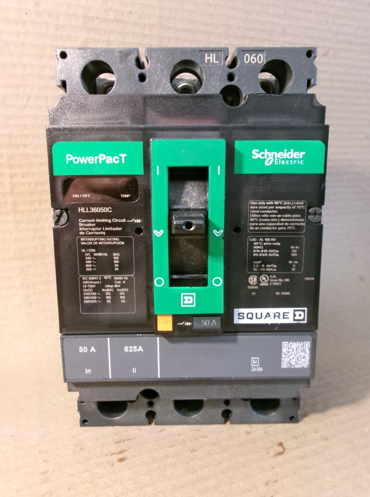 NEW Square D HLL36050C 3 Pole 50 Amp 600V Power Pact Silk Screen