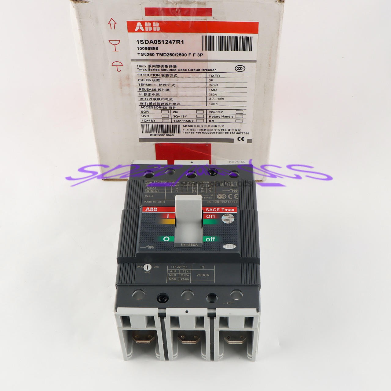 1PCS New ABB TMAX T3N250 TMD250/2500 FF 3P 250A 1SDA051247R1 Circuit Breaker