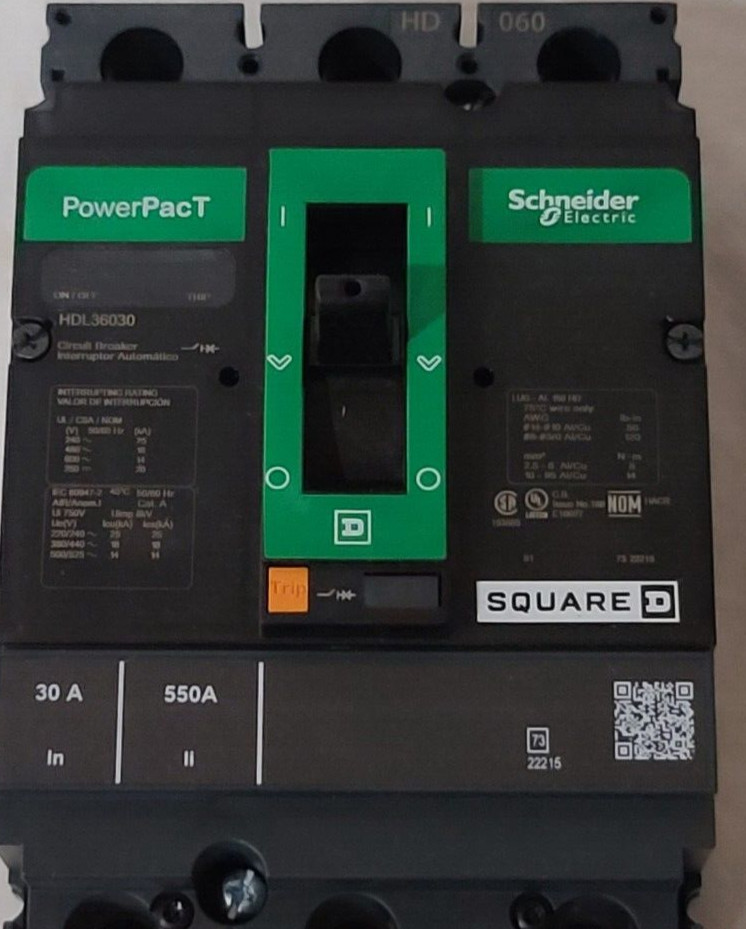 Square D PowerPact HD 060 HDL36030 30A 3 Pole MCCB Molded Case Circuit Breaker