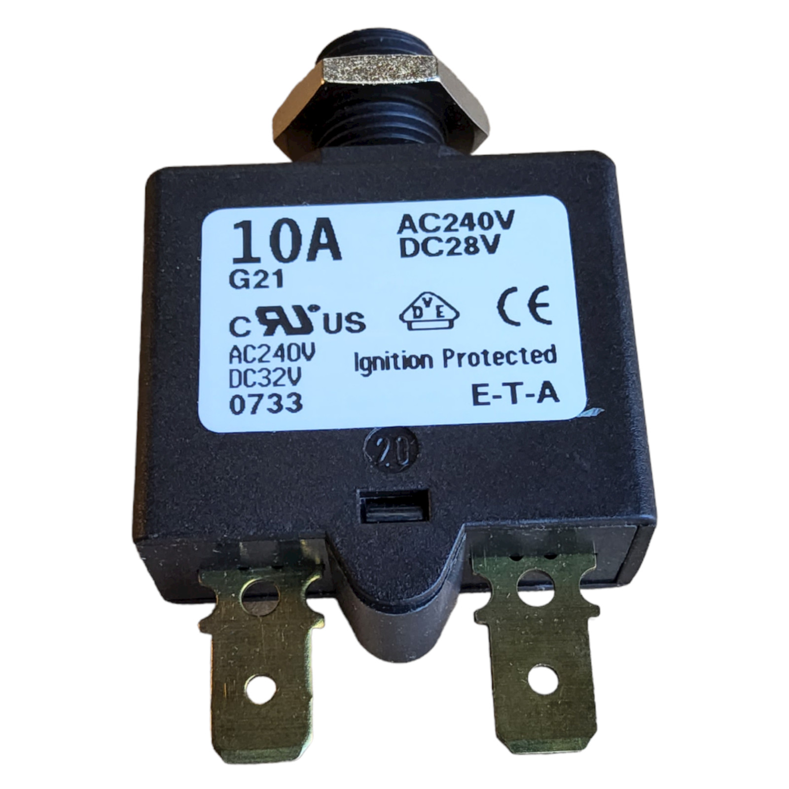 10A ETA Circuit Breaker Push To Reset Panel Tharmal AC 240V DC 28V 1658 with Nut