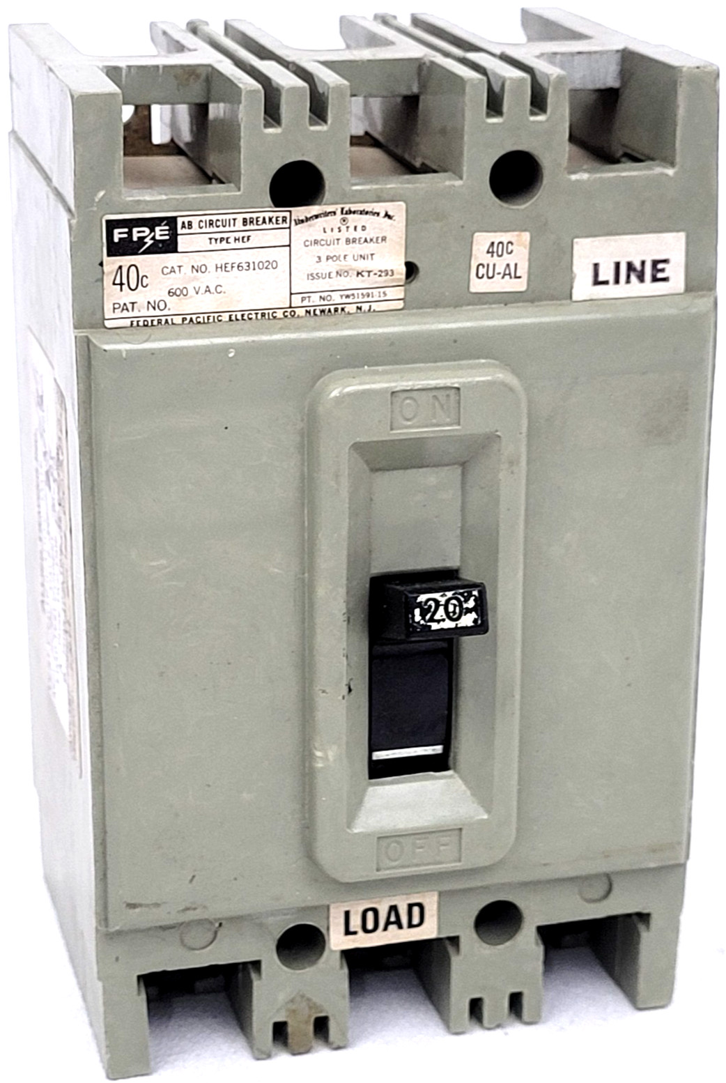 HEF631020 FPE 20 Amp 600 V.A.C. Circuit Breaker – Next Day Option