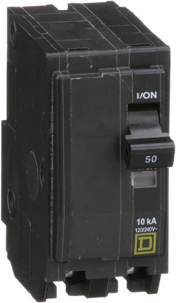 Square D by Qwik Open 50 Amp Mini Circuit Breaker, 2 Pole, 120/240V AC, 10kA …