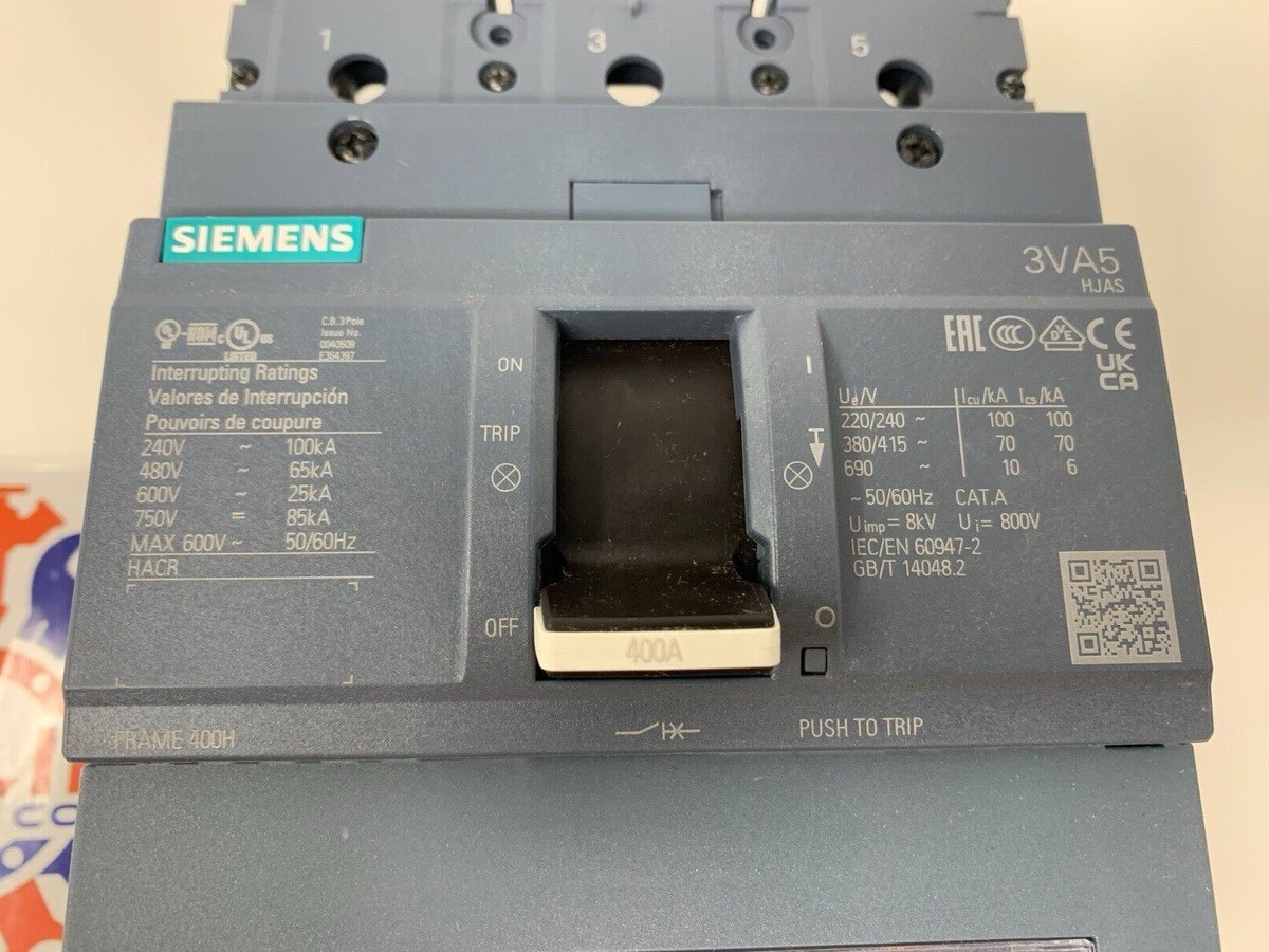 Siemens 3VA5340-5EC31-0AA0 400 Amp 3 Pole 480V Circuit Breaker