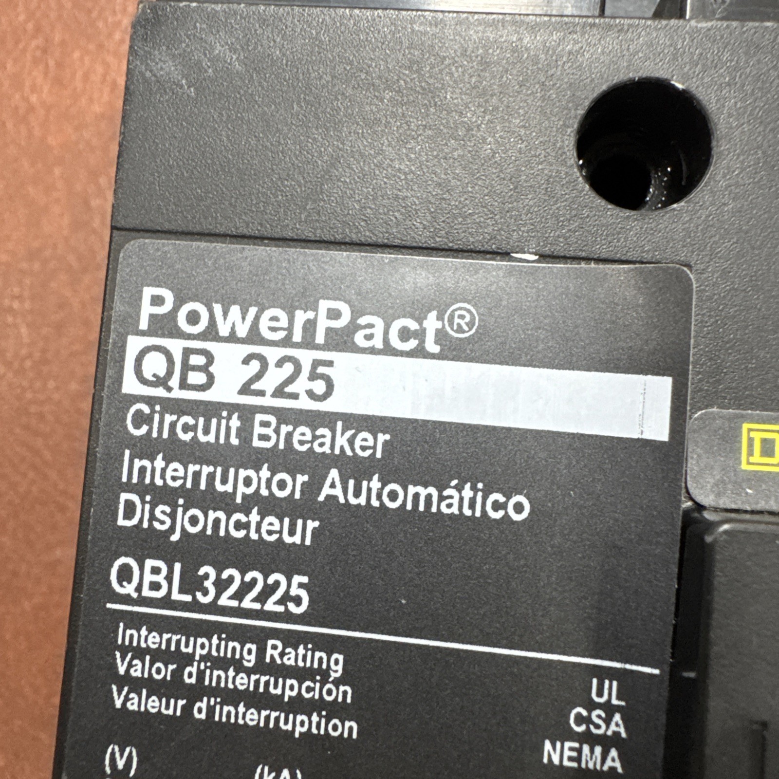 Square D QBL32225 PowerPact 225 AMP 3 Pole 240V Circuit Breaker 3P 225A