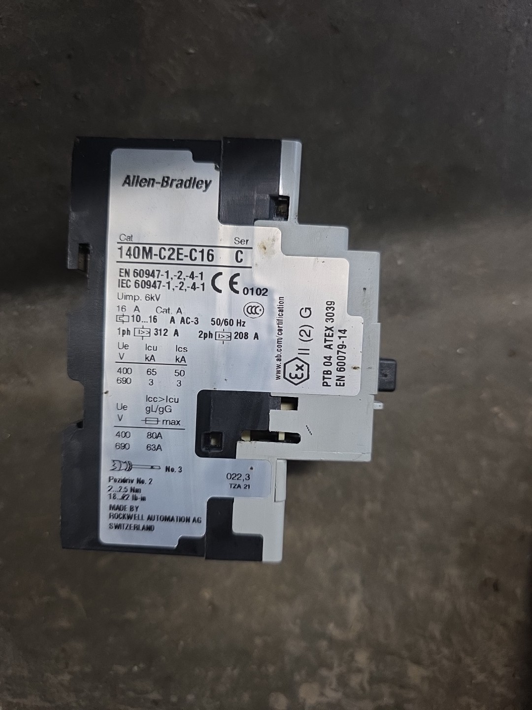 ALLEN BRADLEY 140M-C2E-C16 SERIES C MOTOR PROTECTION CIRCUIT BREAKER