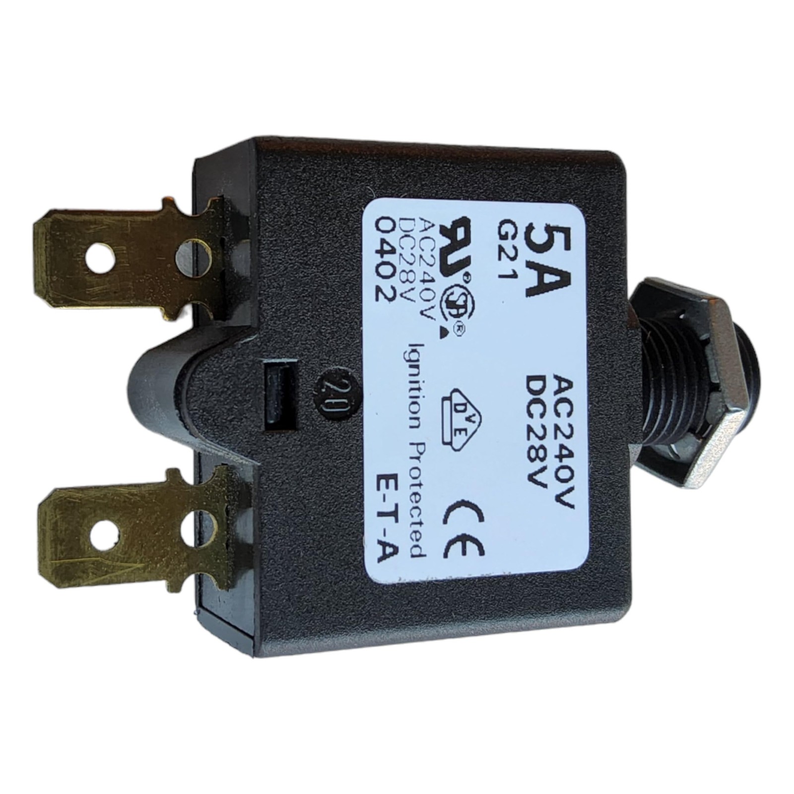 Circuit Breaker 1658-G21-01-P10-5A Thermal Push 5A 1 Pole 240V 28V Panel