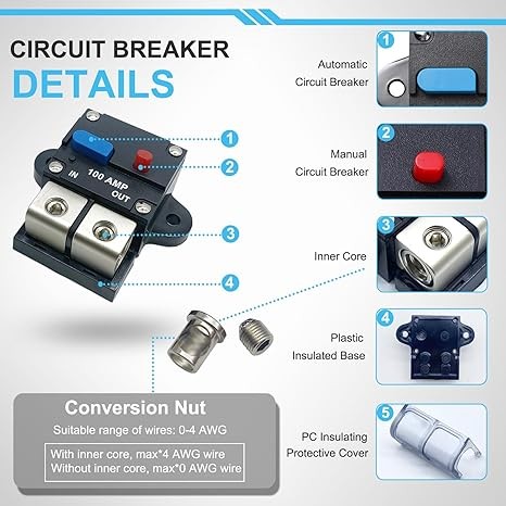 60 Amp Circuit Breaker Resettable Circuit Breaker Manual Reset Swit Style: 60A