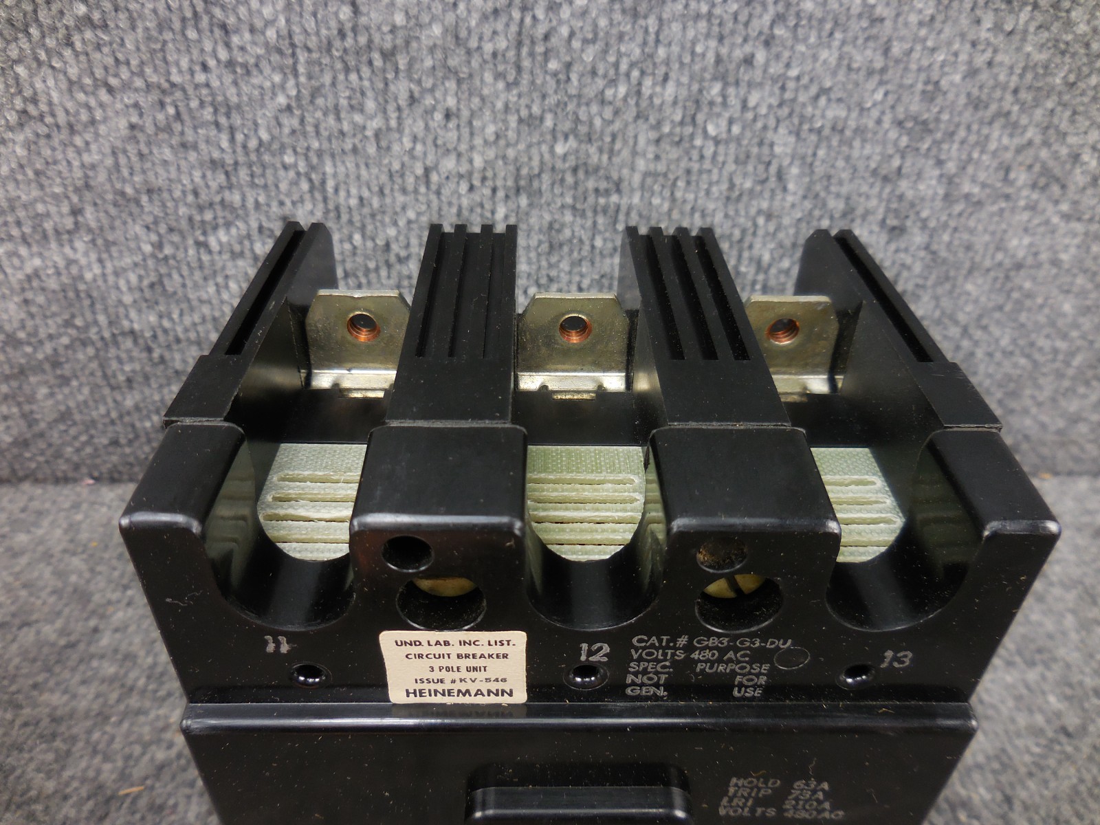 Unused Heinemann HECO GB3-G3-DU Circuit Breaker 63 amp 3 Pole HH83XA325