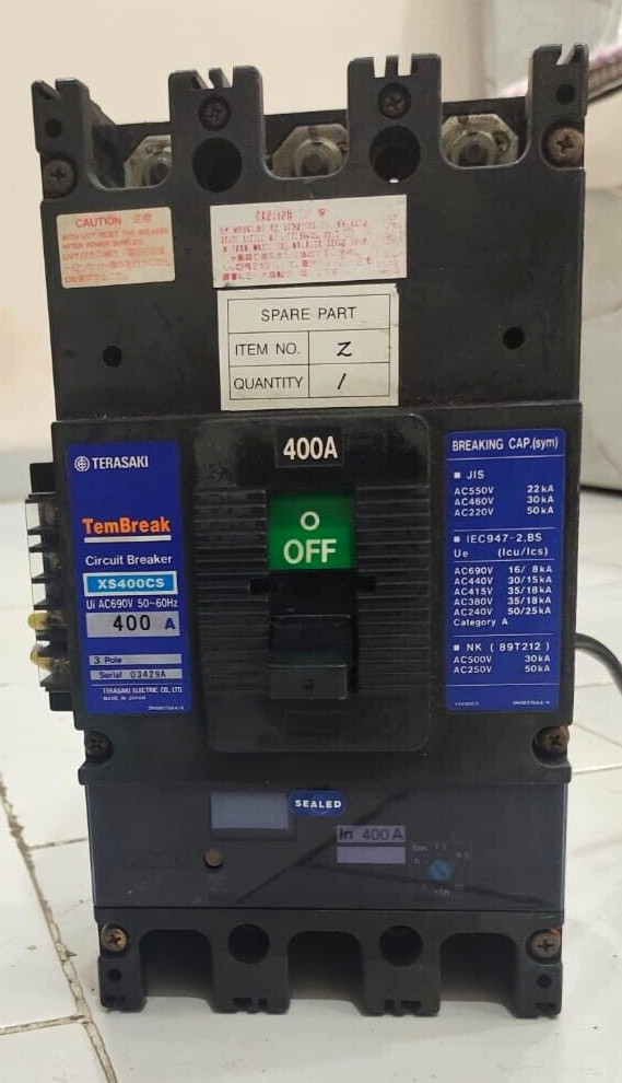 NEW TERASAKI TEMBREAK CIRCUIT BREAKER XS400CS Ui A690V 50-60Hz 400 A 3 POLE