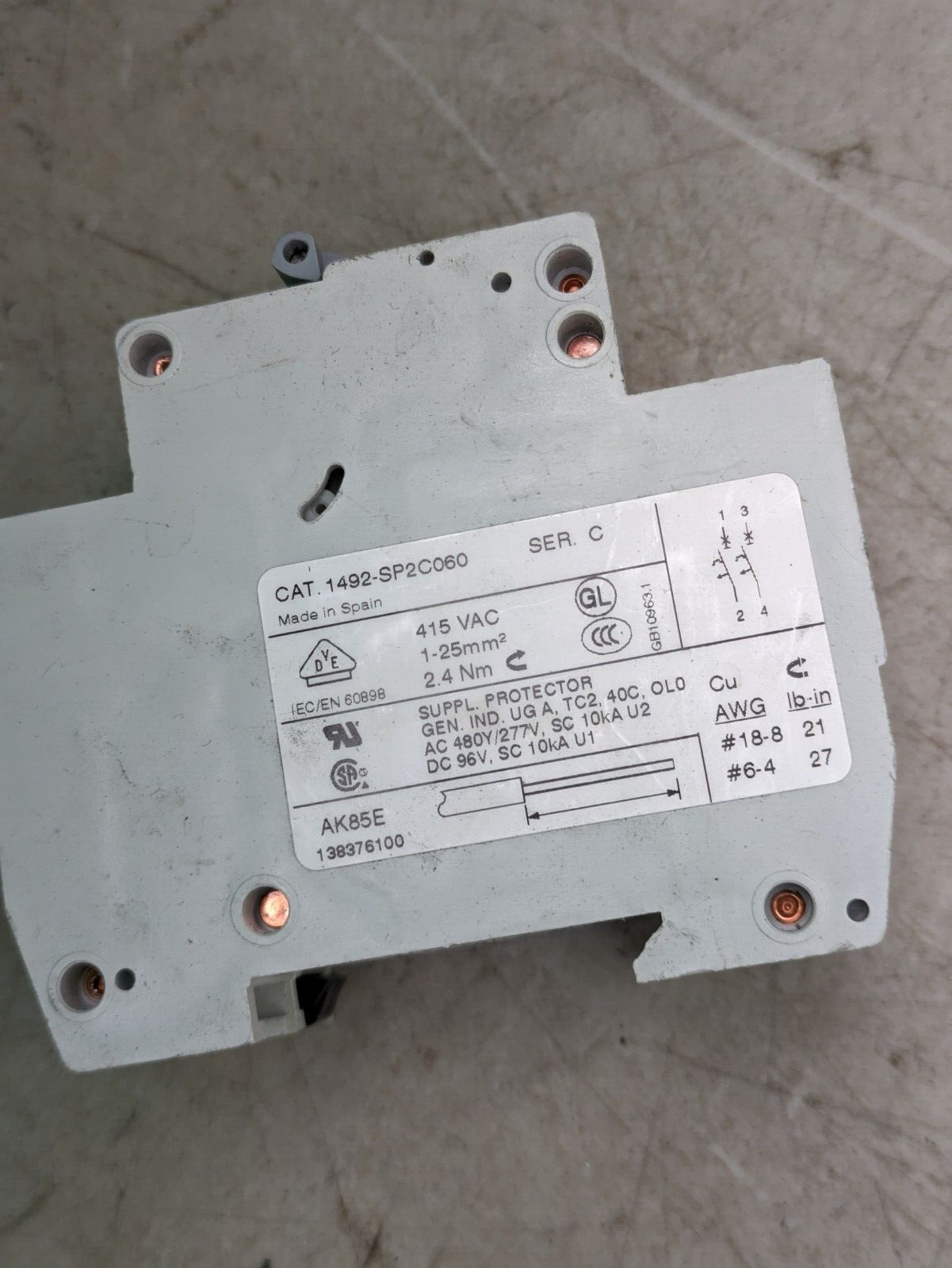 Lot of 2 Allen Bradley Circuit Breaker 1492-SP2C060
