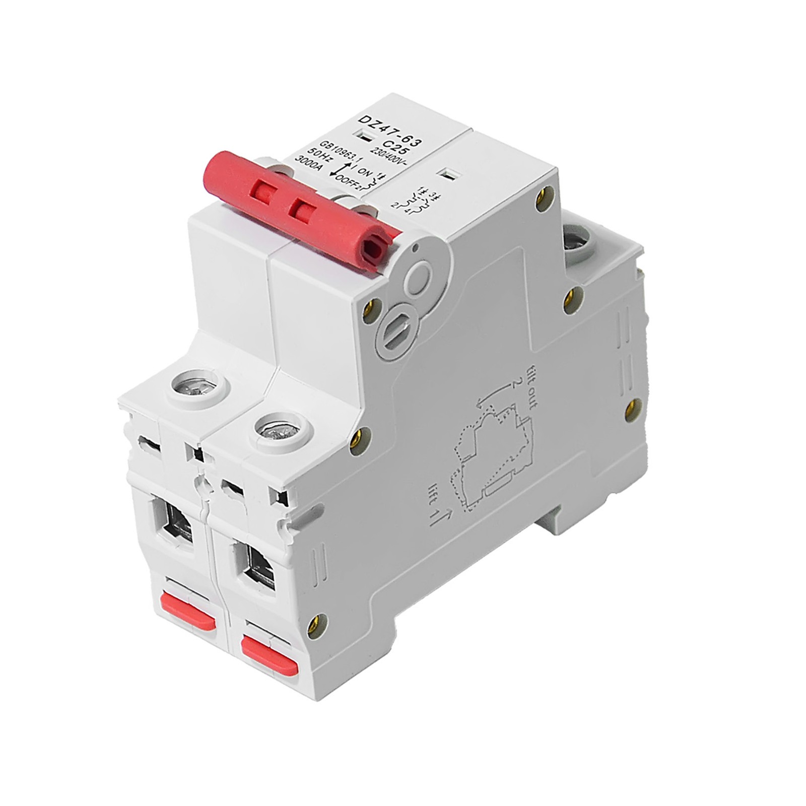Universal Mini Circuit Breaker AC MCB GYM8 2Pole 4.5kA 25AMP Din Rail 240V/480V