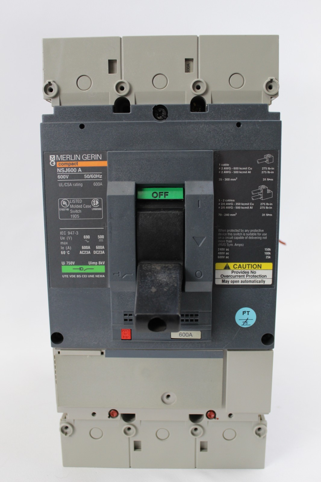 Merlin Gerin – NSJ600A 600 Amp 600V 3 Pole Circuit Breaker