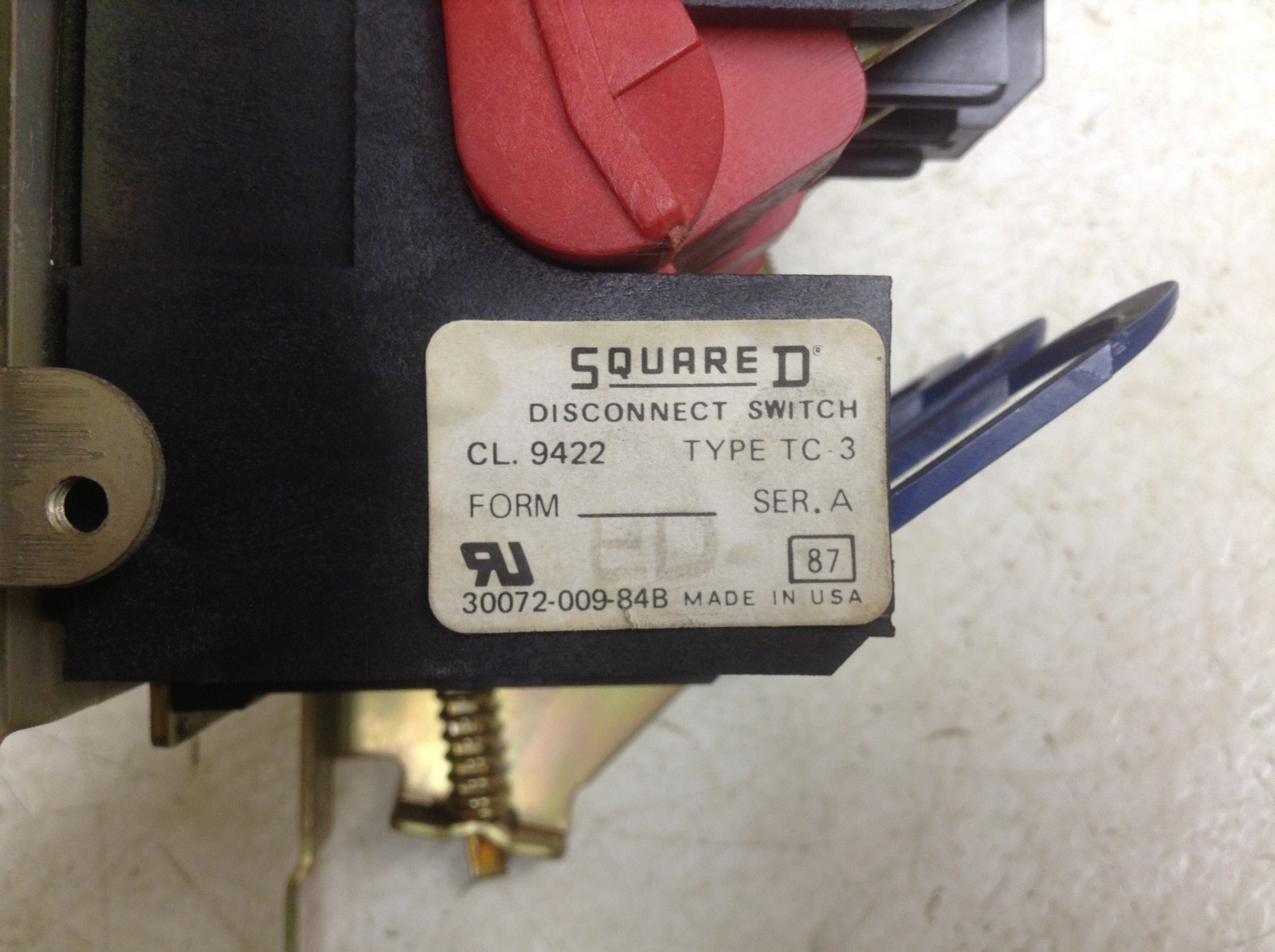Square D 9422 TC-3 30 Amp 600 Volt Fusible Disconnect Switch 9422TC3 TC3 (OK)