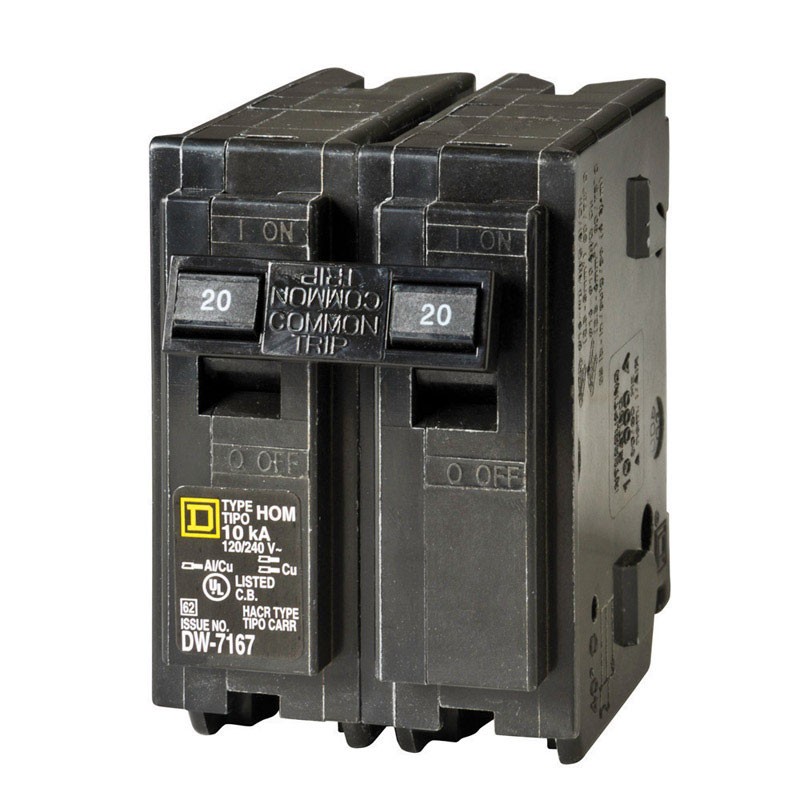 Square D HOM220CP Double-Pole Standard Trip Circuit Breaker 20A 120/240V