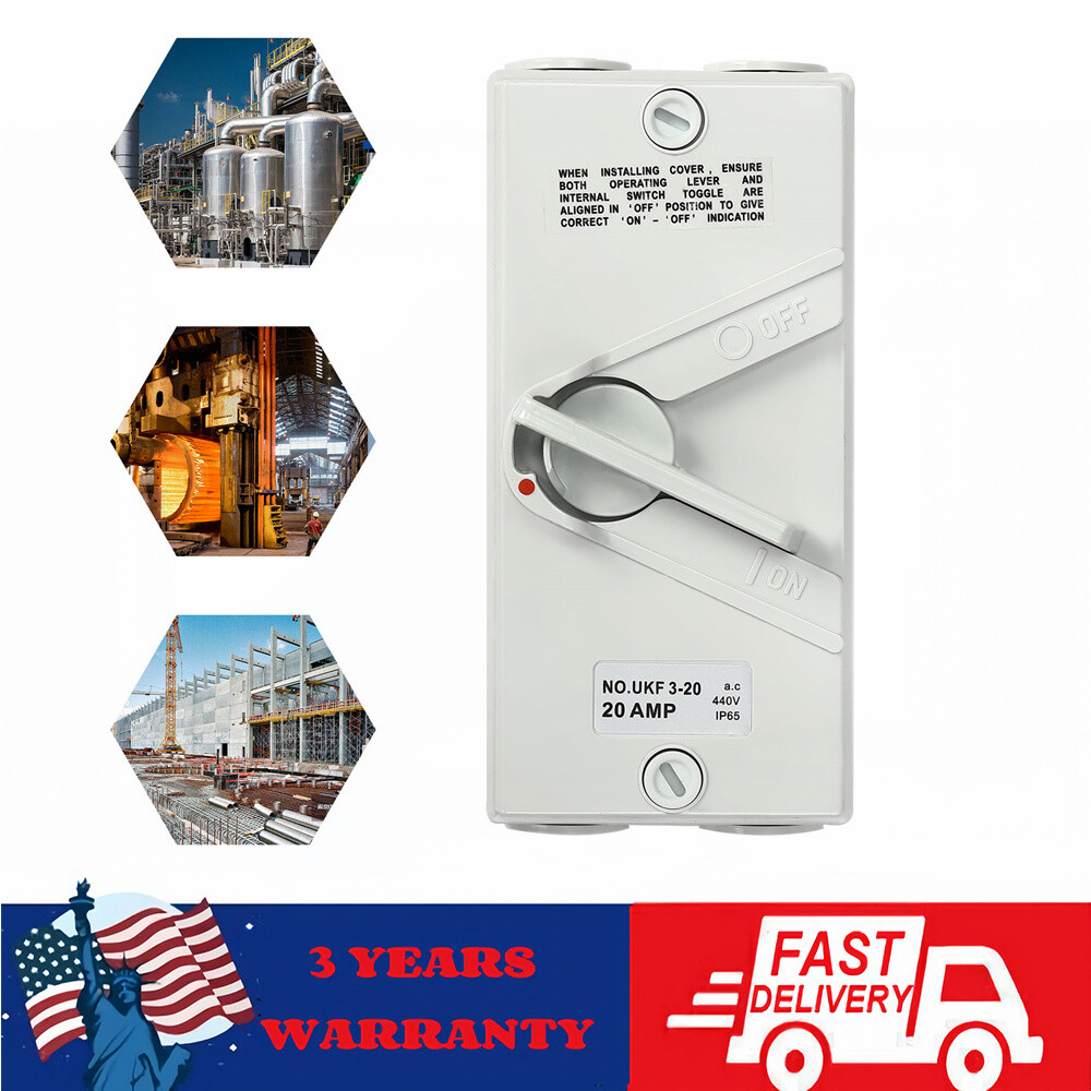 440V 20A 3 Pole Wall-Mounted Isolation Switch Waterproof Safety Isolation Switch