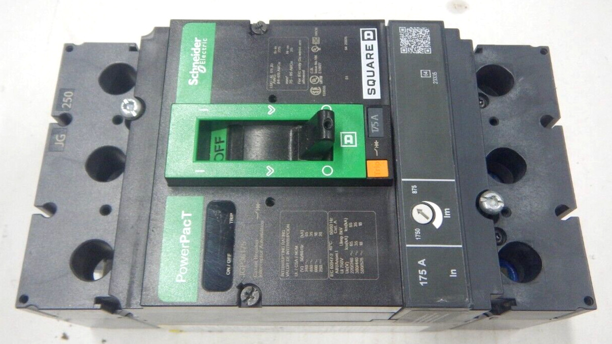 Square D JGL36175 MCCB PowerPacT 3 pole 175 amp 600v 35kA @ 480v NEW