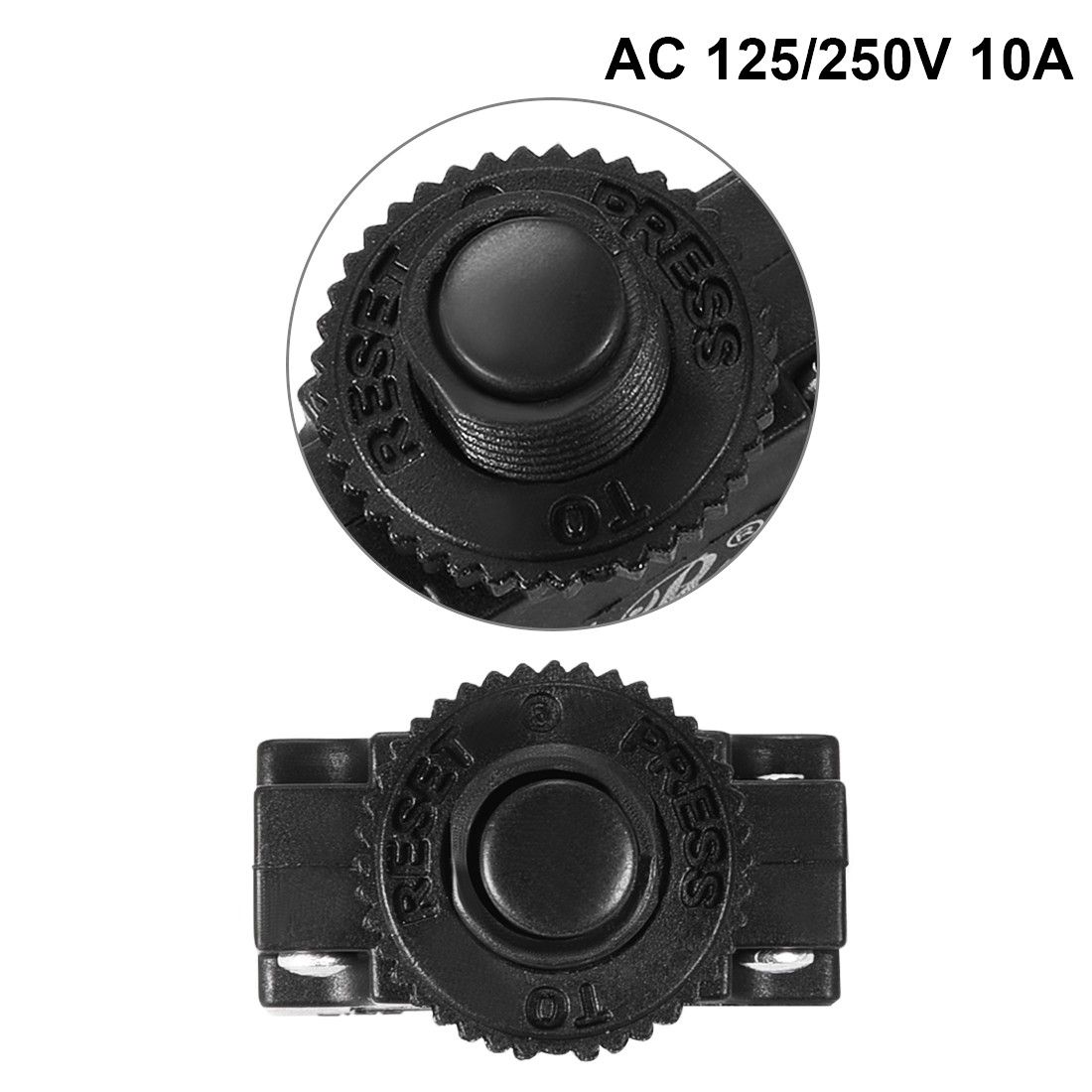 2pcs Overload Protector AC 125/250V 10A Push Button Reset Circuit Breaker