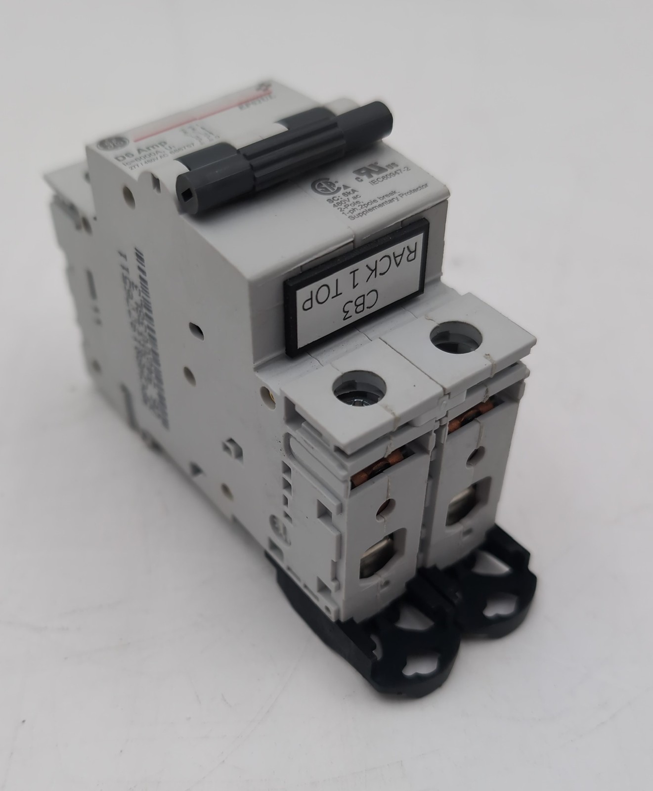GE EP62ULD06 Miniature Circuit Breaker 2-Pole 6A 480Y/277V D-Curve DIN Rail USED