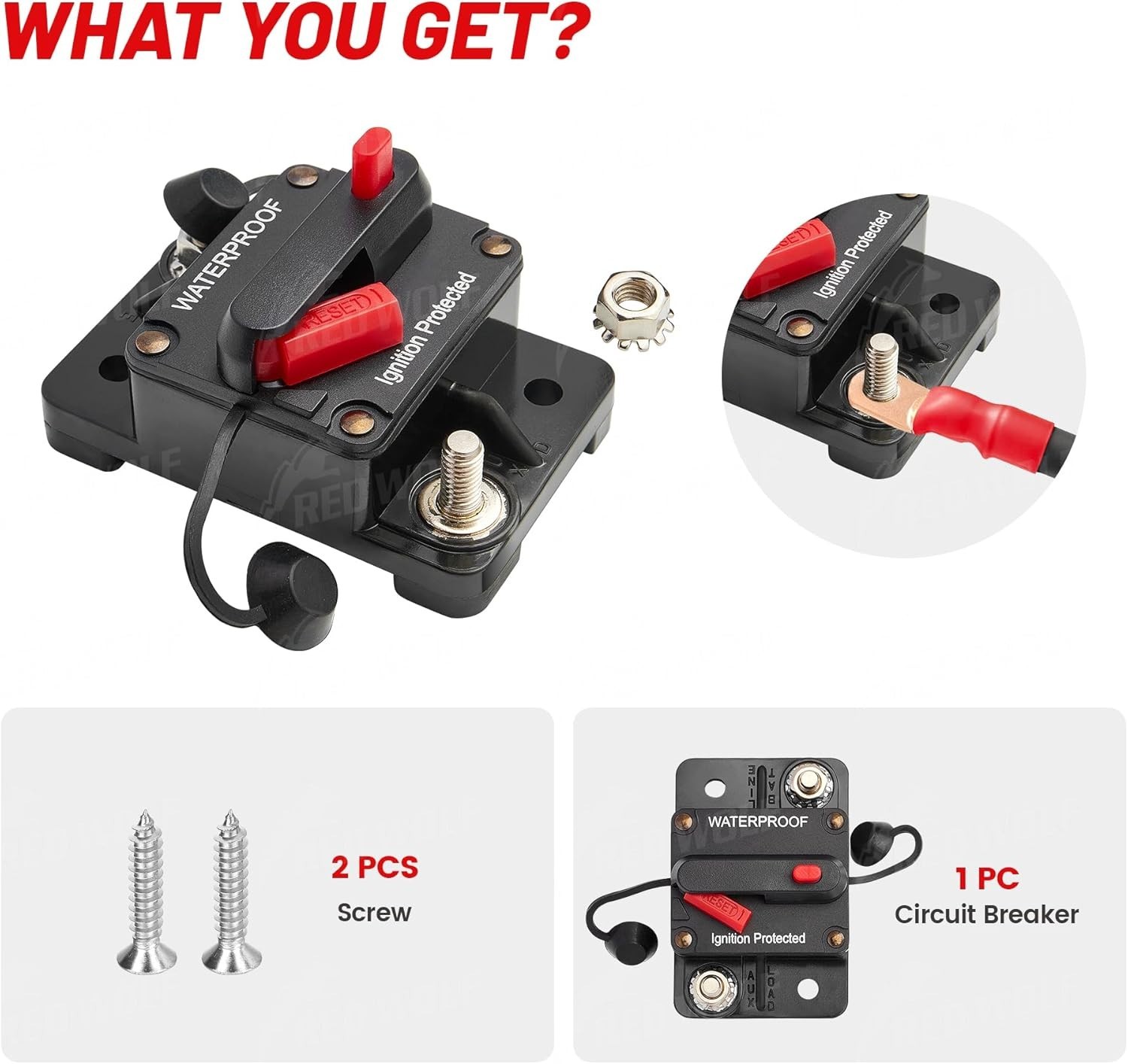 60Amp Waterproof Circuit Breaker with Manual Reset for Boats & ATVs – DC 12V-48V