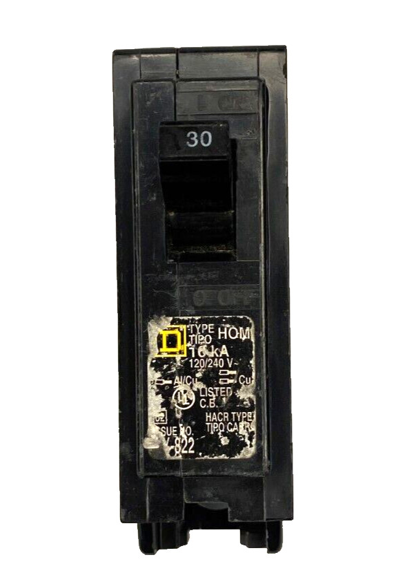 30A Square D Circuit Breaker 30 Amp 1-Pole HOM130 10ka 120/240 HACR Type