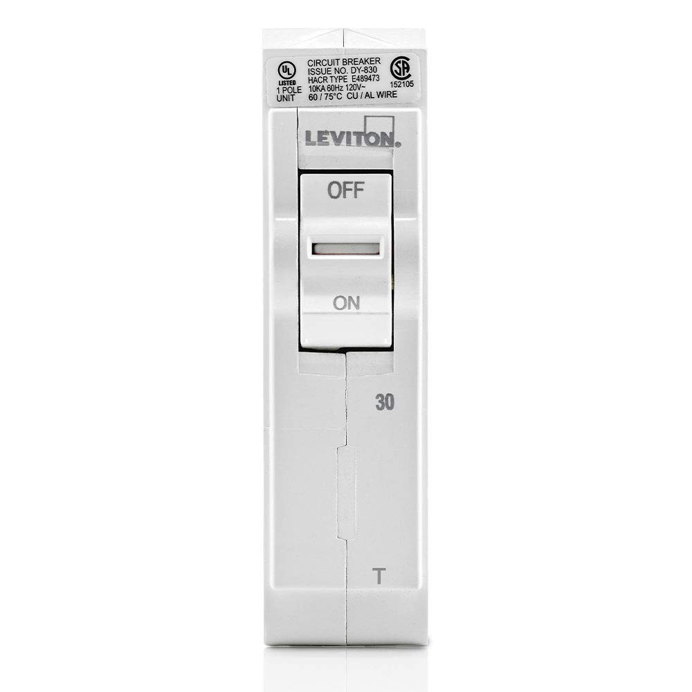 Leviton 30A 1-Pole Plug-On Standard Branch Circuit Breaker, Thermal Magnetic,…