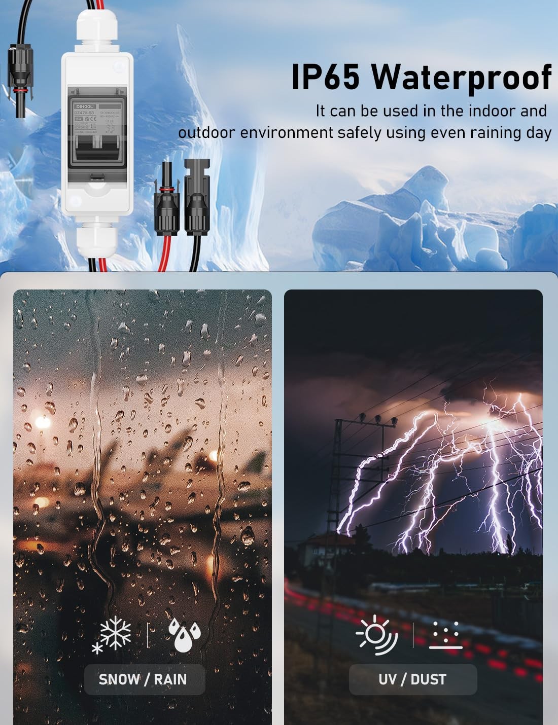 DC Circuit Breaker, Non Polarized, 15 Amp, 2 Pole, 12V-400V, AC DC Disconnect…