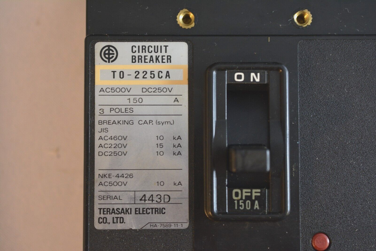 Terasaki T0-225CA, TO-225CA, Circuit Breaker, 150A, Used, WARRANTY