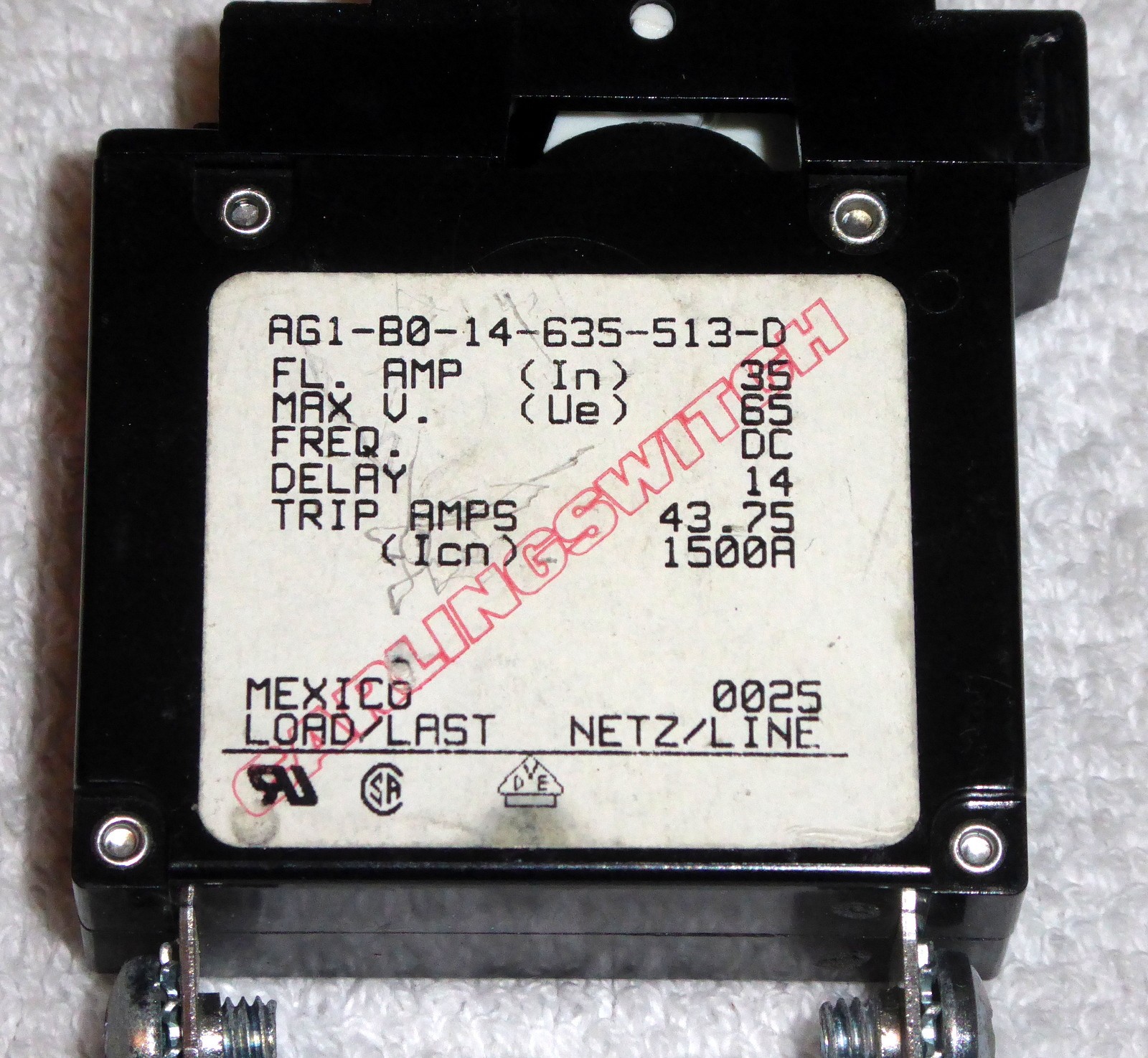 Lot of 2 AG1-B0-14-635-513-D Carling Technologies Circuit Breaker 1-Pole 35A 65V