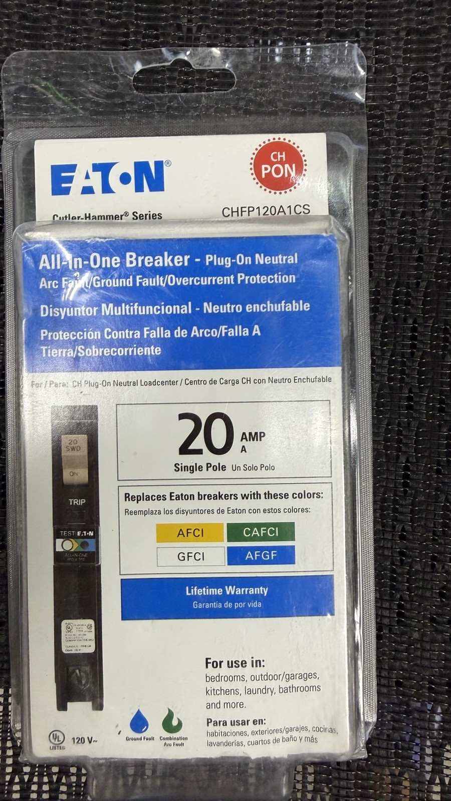 Eaton CHFP120A1CS All-In-One Breaker 20AMP, Single Pole. New,