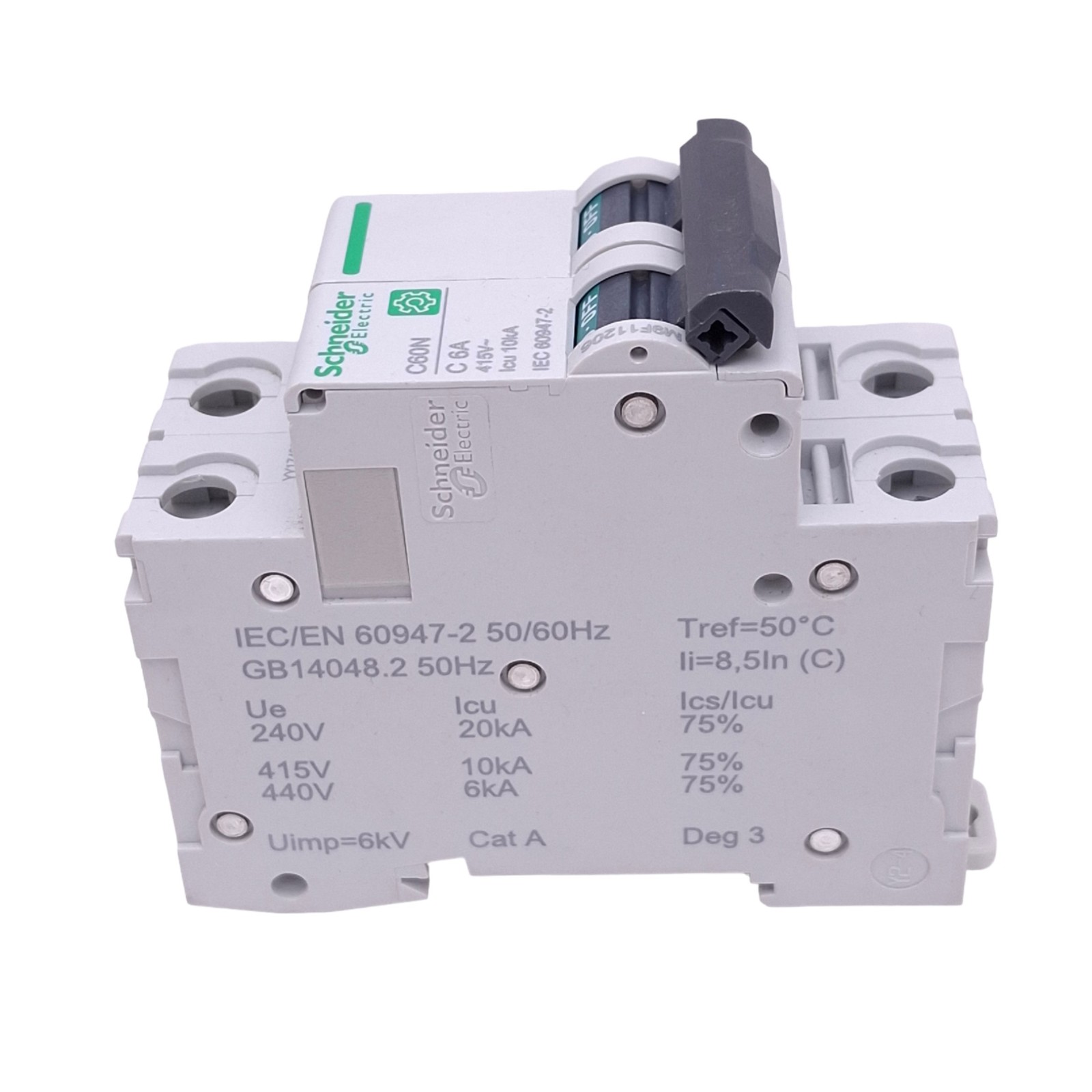 Schneider Electric M9F11206 C60NC6A Circuit Breaker, 2-Pole 6A, 415VAC Max