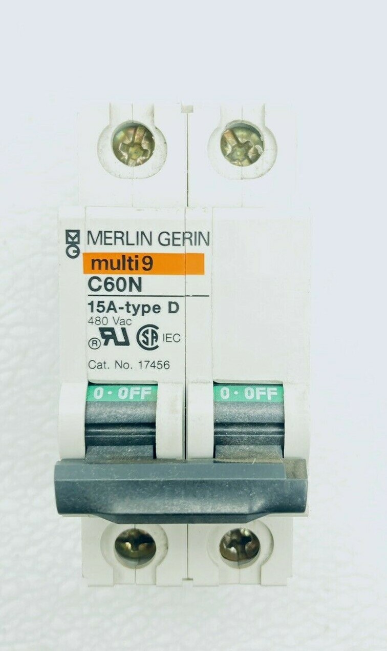 LOT OF 7 MERLIN GERIN CIRCUIT BREAKER 1) 17456 / 2) 24431 / 2) 24428 / 1)24427