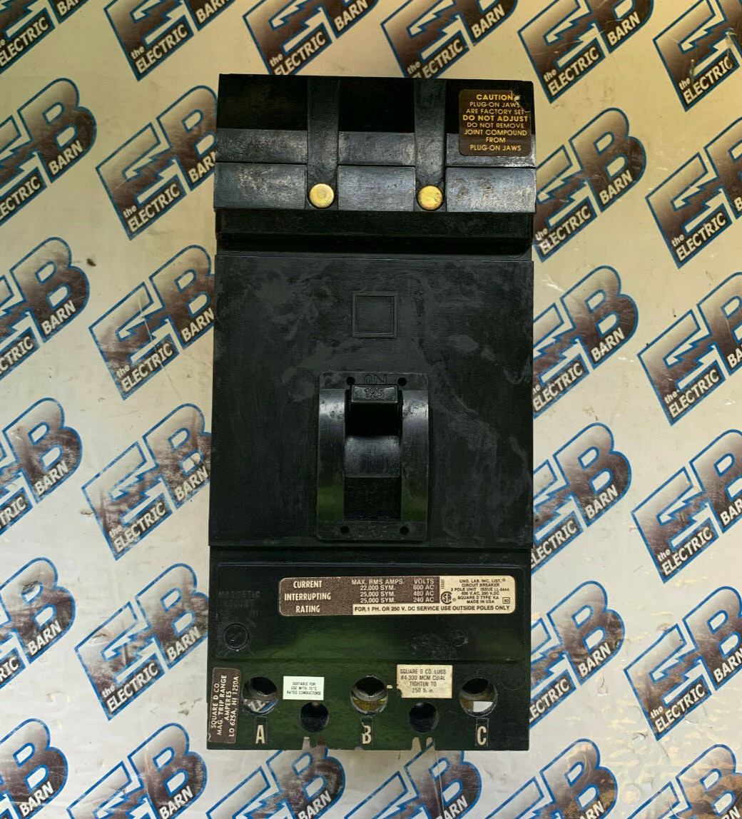Square D KA36125 Circuit Breaker 125 Amp 600 Volt 3 Pole Black 25K -WARRANTY