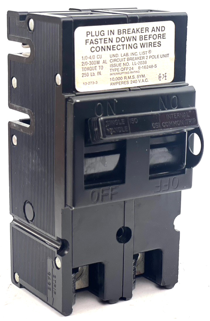 Zinsco 150 Amp 2 Pole Type QFP Circuit Breaker QFP24-150-2 2P 240VAC — NIB