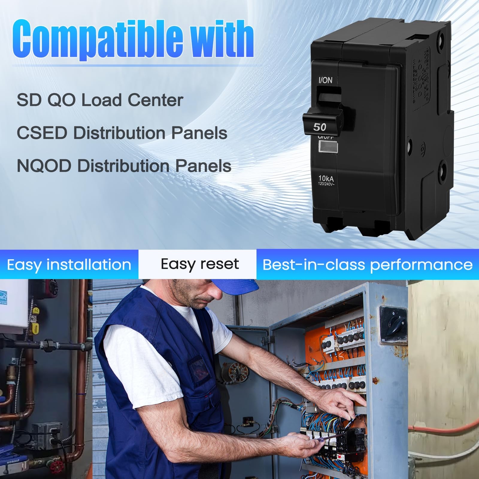 50 Amp 2Pole Circuit Breaker For QO250CP Compatible With SD QO Load Center