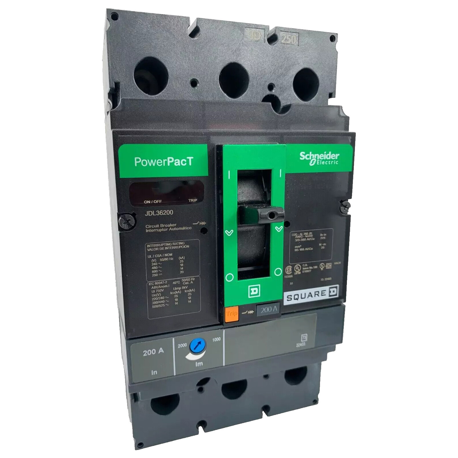NIB – Square D – JDL36200 – 200A, 3-Pole, 600Vac Circuit Breaker